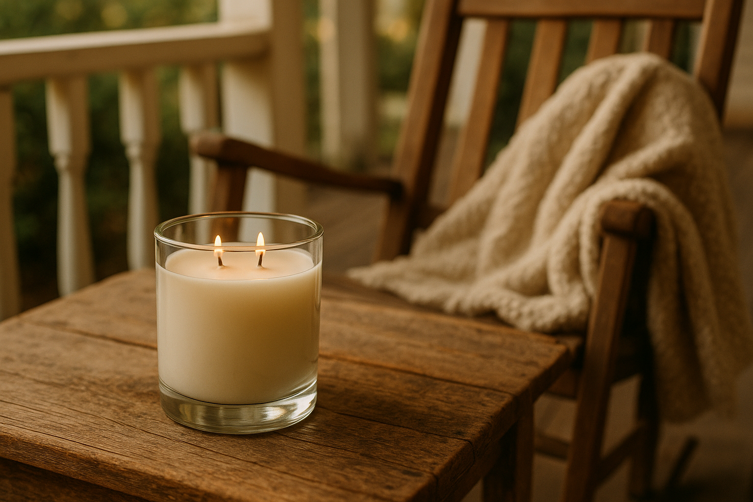 with a cozy blanket on the chair